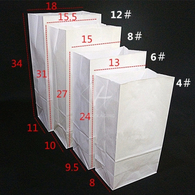 5 pcs Recycling PE lined White Paper Take Away Packaging for Hamburger Fast Food Shopping Bag